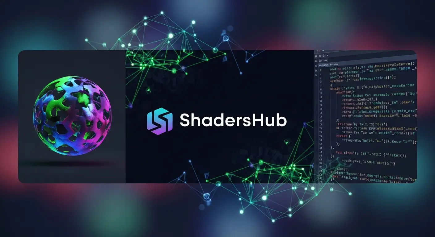 shaders hub desktop picture for a blog. shadershub is marketplace for interactive shaders in various formats to service the needs of visuals and 3D professionals working in 3d dev space.